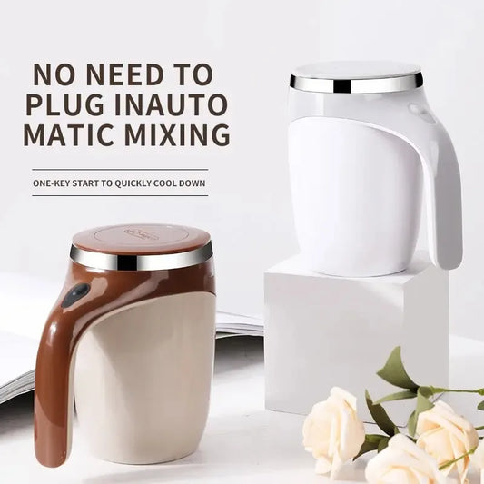 Image of Revolutionize Your Morning Brew with the Automatic Stirring Mug: Stainless Steel Magnetic Self-Mixing Coffee Cup