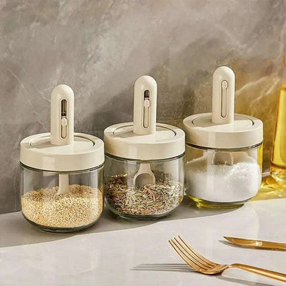 Glass Seasoning Bottle with Telescopic Spoon – Leakproof & Moisture-Proof - My Dream Kitchen