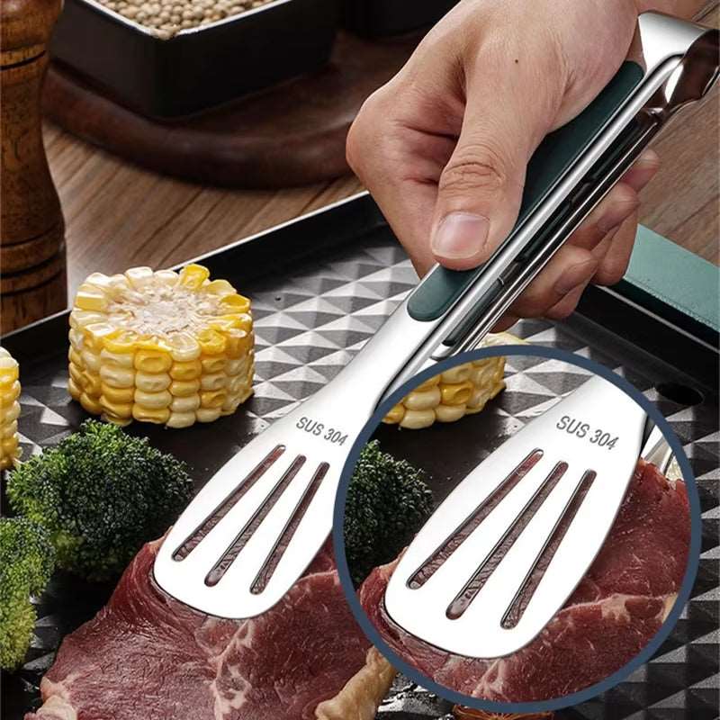 Non-Slip Stainless Steel Food Tongs – Versatile Kitchen and BBQ Tool