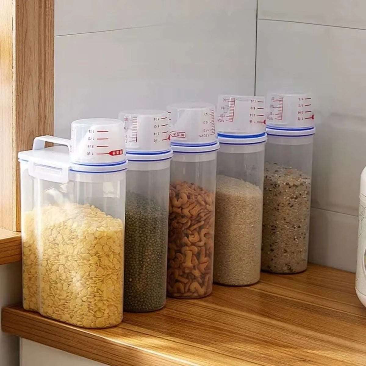 Rice and Grains Food Storage Canister – Moisture-Proof and Insect-Proof Container with Measuring Cup