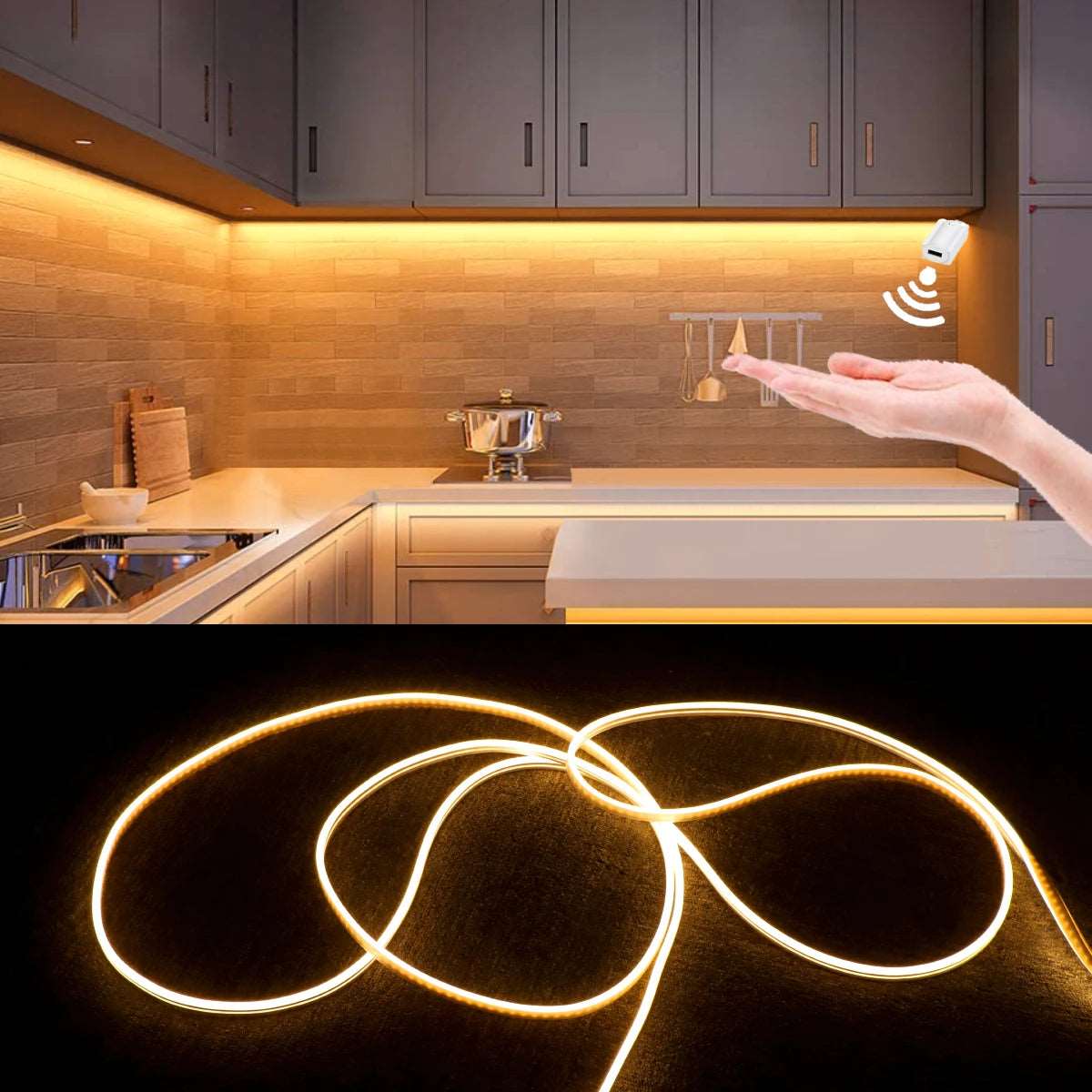 Hand Sweep Sensor LED Under Cabinet Light – Waterproof Neon Strip!