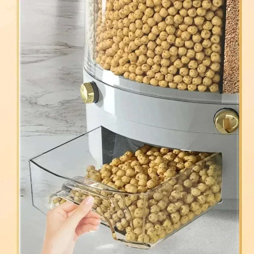 360° Rotating Kitchen Storage Box & Rice Dispenser - Sealed Grain Container