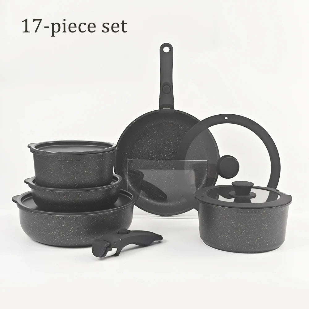 Nonstick Kitchen Cookware Set – Removable Handle, Oven Safe