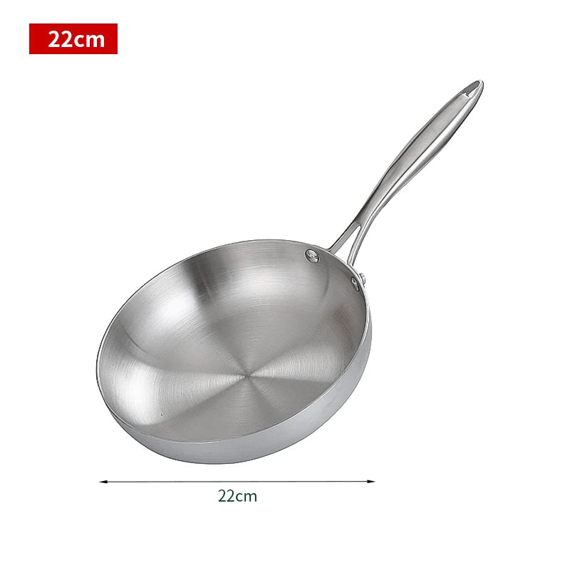 304 Stainless Steel Frying Pan – Nonstick Performance Without Coating for Gas & Induction Cooking