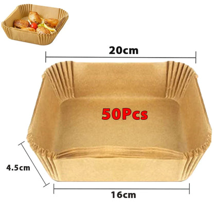 50/100Pcs Non-Stick Disposable Air Fryer Paper Liners – Round Baking Sheets