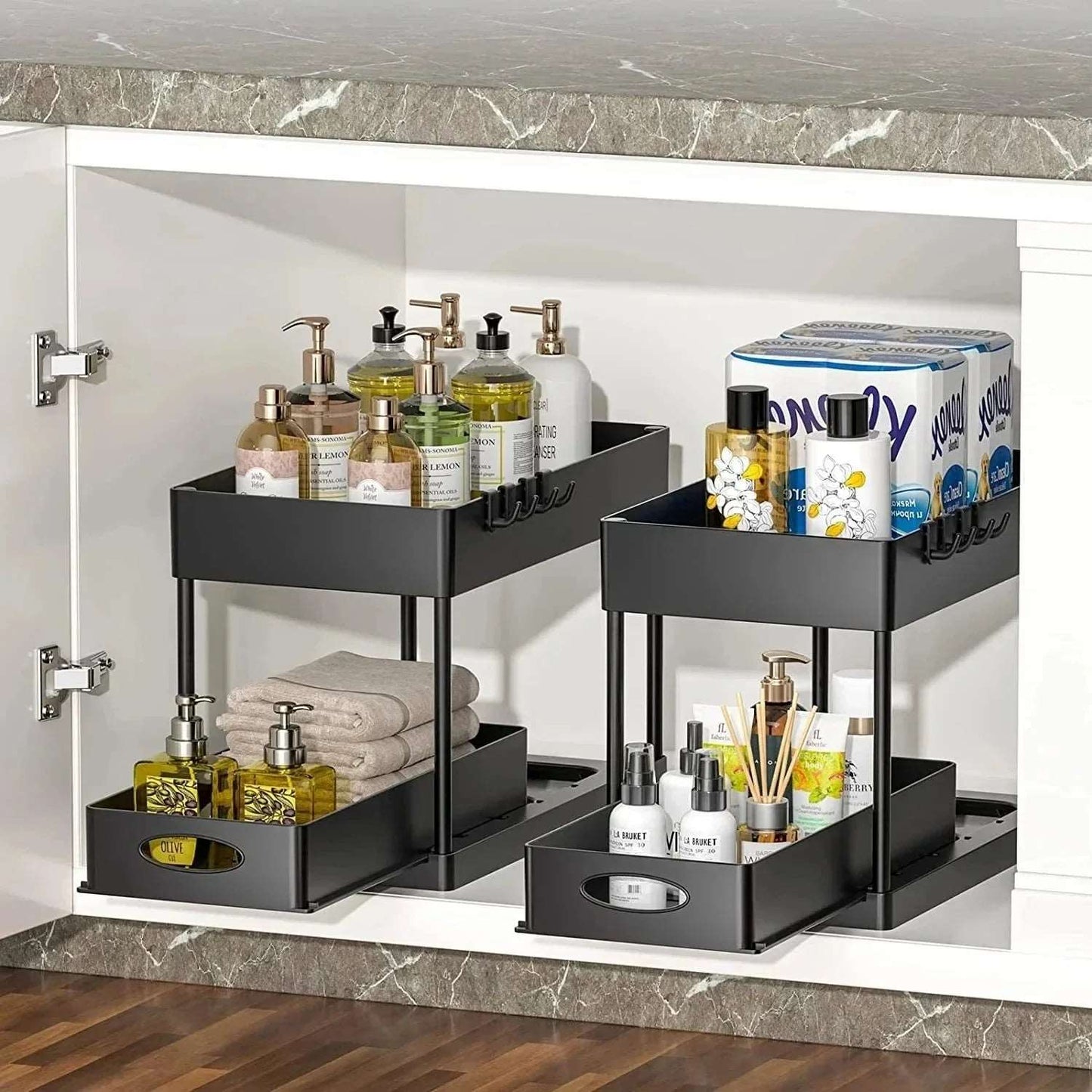 Kitchen Under Sink Organizer with Sliding Drawers