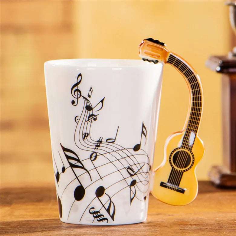 240ml Creative Music Ceramic Mug – Guitar/Violin Handle Coffee & Tea Cup - My Dream Kitchen