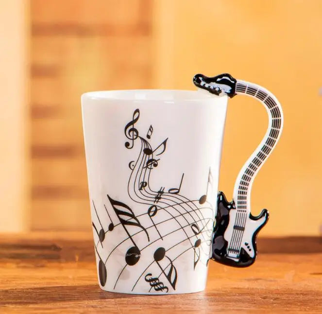 240ml Creative Music Ceramic Mug – Guitar/Violin Handle Coffee & Tea Cup - My Dream Kitchen