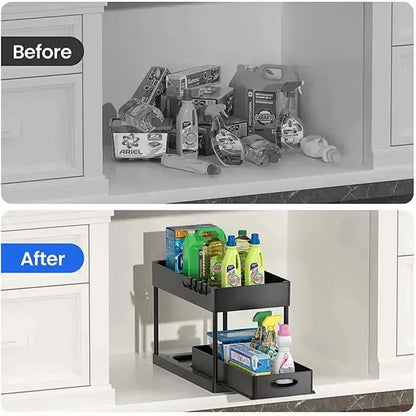 Kitchen Under Sink Organizer with Sliding Drawers