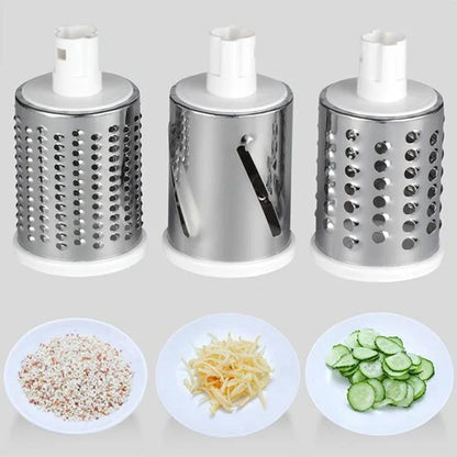 3-in-1 Manual Vegetable and Fruit Slicer - Round Cutter, Potato Grater, and Spiralizer