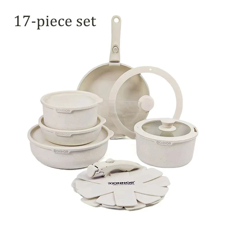 Nonstick Kitchen Cookware Set – Removable Handle, Oven Safe