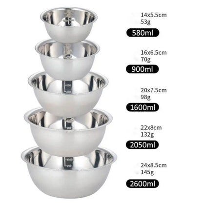 5-Pc Stainless Steel Mixing Bowls Set – Nesting Bowls for Home