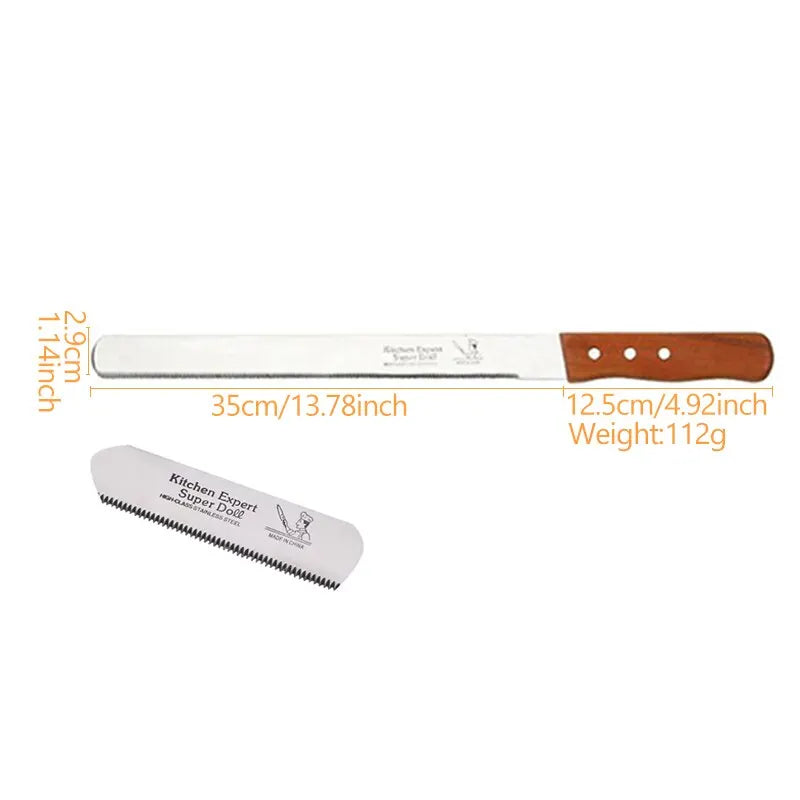 Serrated Bread Knife – Stainless Steel Cake and Baguette Cutter