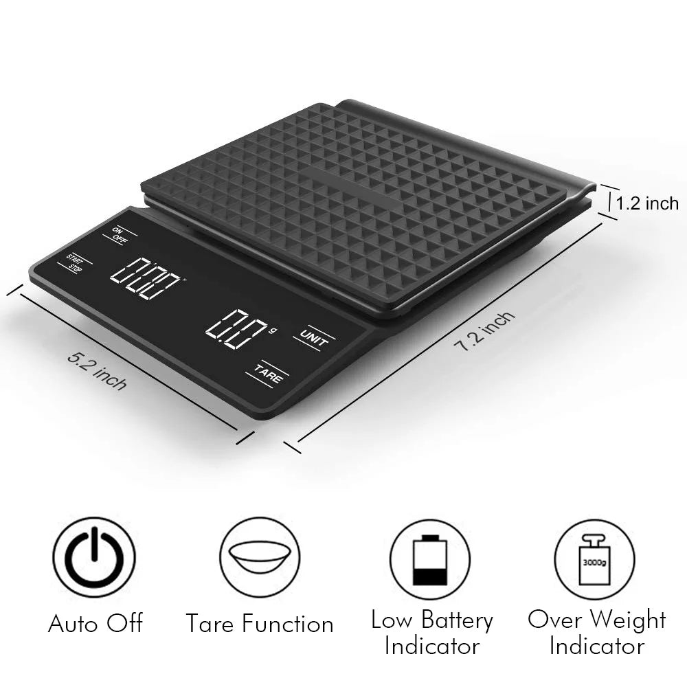 High Precision Digital Kitchen Scale – 3Kg/0.1G with Timer!