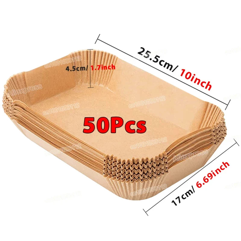 50/100Pcs Non-Stick Disposable Air Fryer Paper Liners – Round Baking Sheets