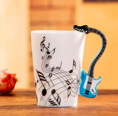 240ml Creative Music Ceramic Mug – Guitar/Violin Handle Coffee & Tea Cup - My Dream Kitchen