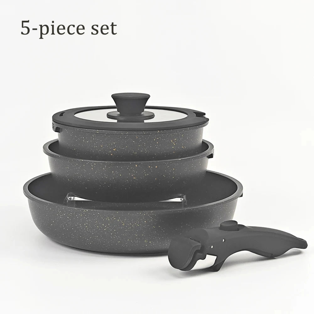 Nonstick Kitchen Cookware Set – Removable Handle, Oven Safe