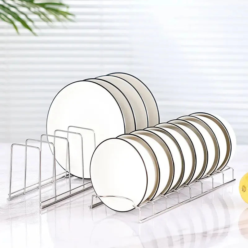 Stainless Steel Kitchen Bowl & Dish Organizer – Multi-Functional Storage Rack!