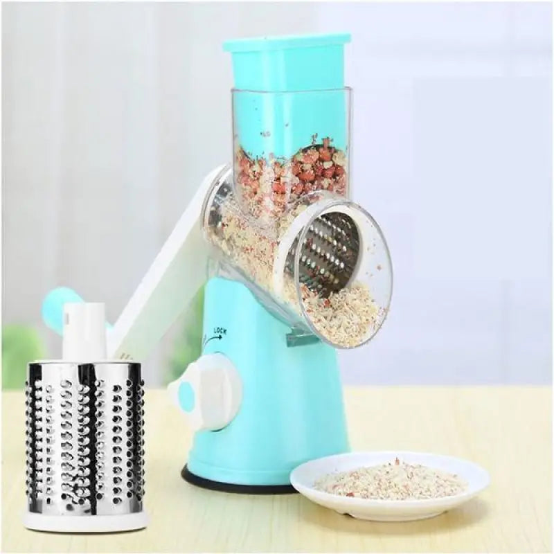 3-in-1 Manual Vegetable and Fruit Slicer - Round Cutter, Potato Grater, and Spiralizer