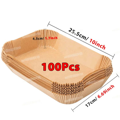 50/100Pcs Non-Stick Disposable Air Fryer Paper Liners – Round Baking Sheets