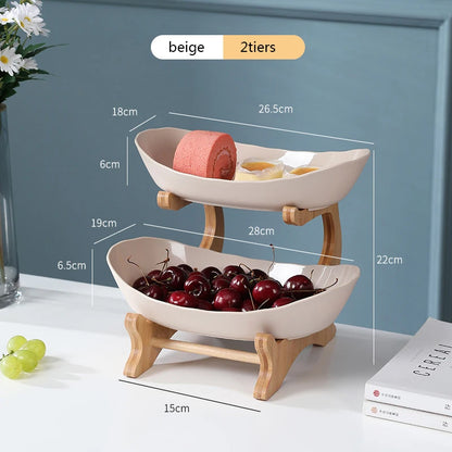 Partitioned Wooden Fruit and Cake Trays – Stylish Dinnerware for Your Kitchen!