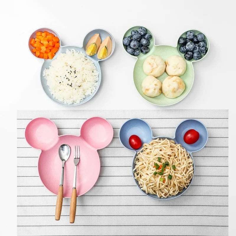 Kid Cartoon Mouse Mickey Bowl & Plates Lunch Box - Fun Plastic Dinnerware