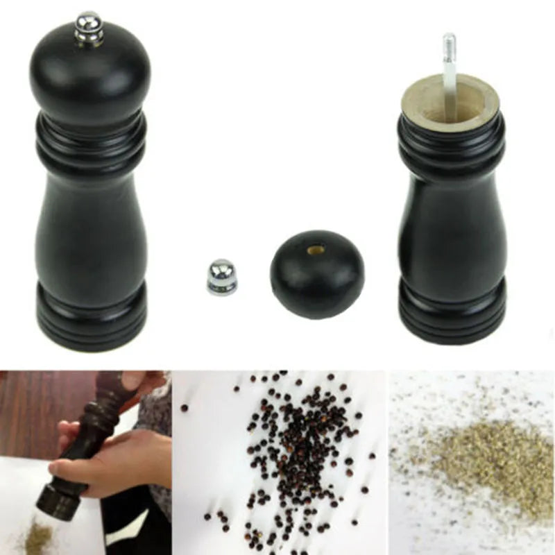 Elegant Black Wood Pepper and Salt Grinder