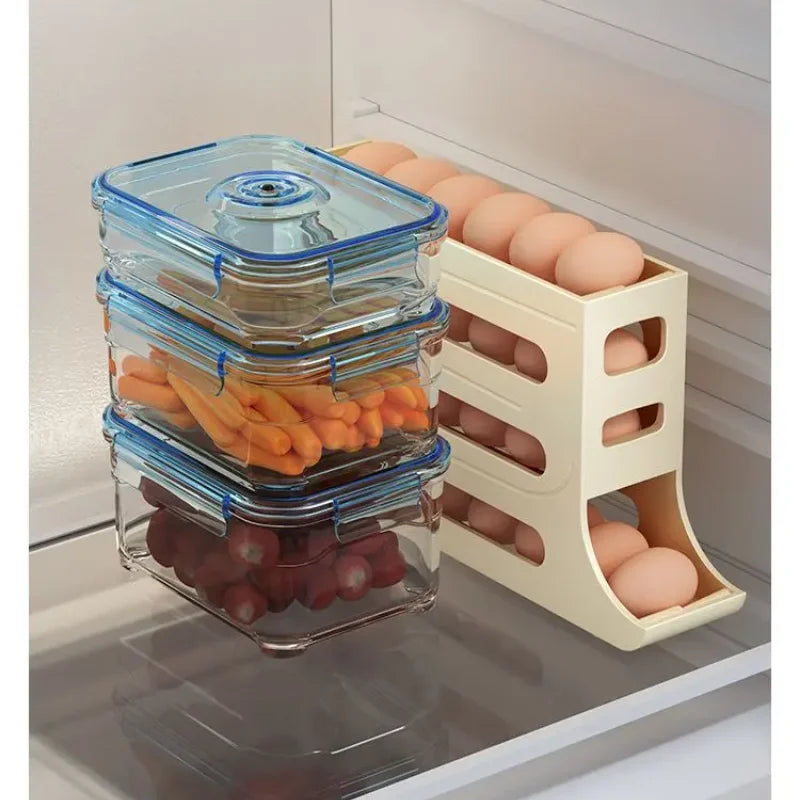 Multi-Layer Egg Storage Box – Rolling Egg Holder for Refrigerator - My Dream Kitchen