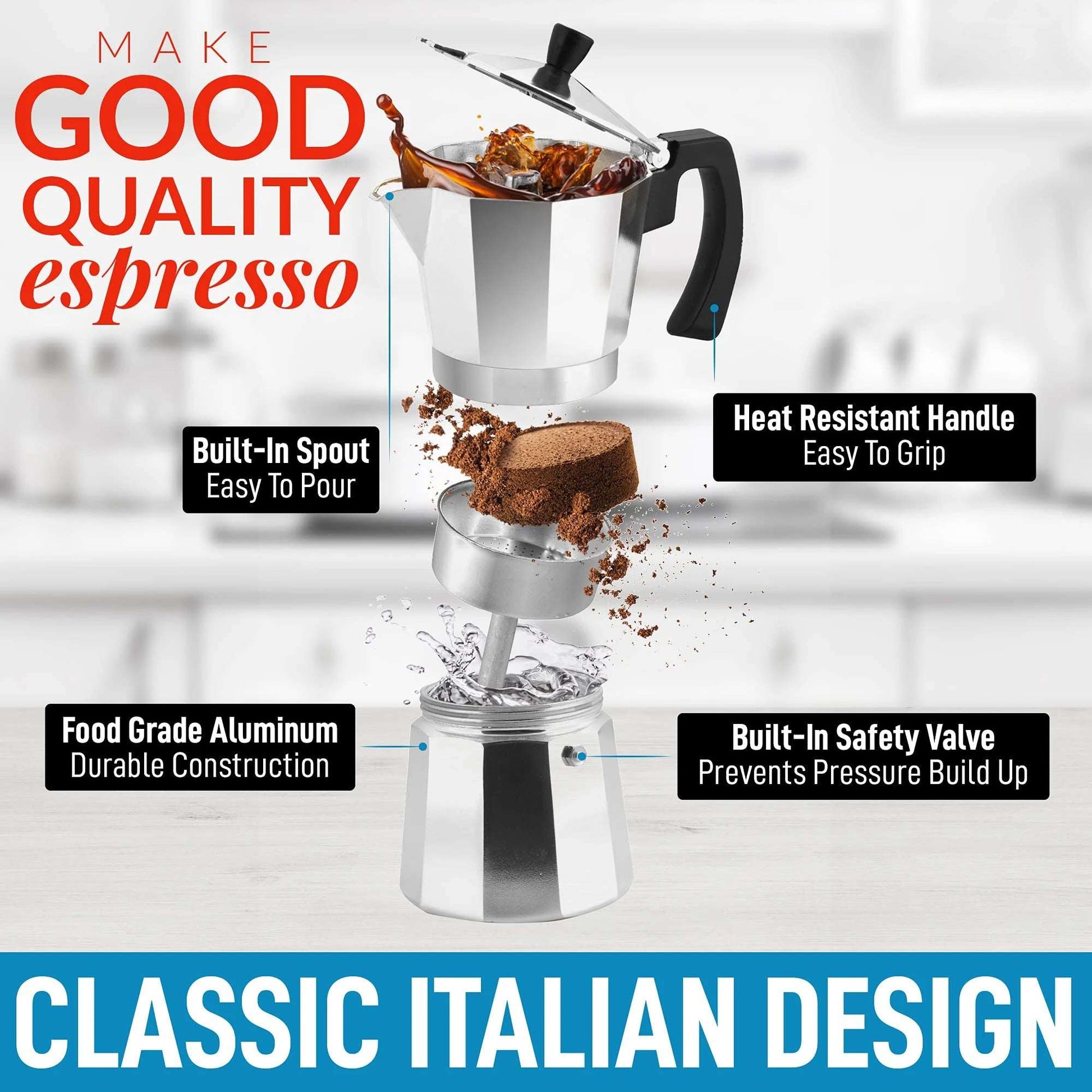 Classic Italian 8-Cup Espresso Moka Pot – Stovetop Coffee Maker!