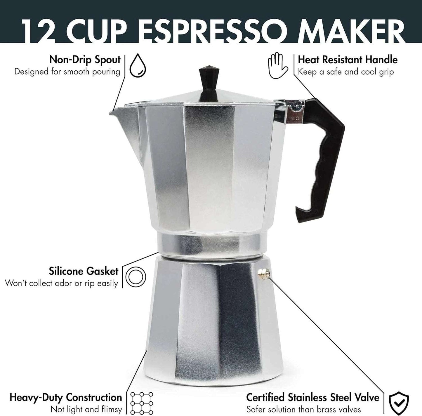 Classic Italian 8-Cup Espresso Moka Pot – Stovetop Coffee Maker!