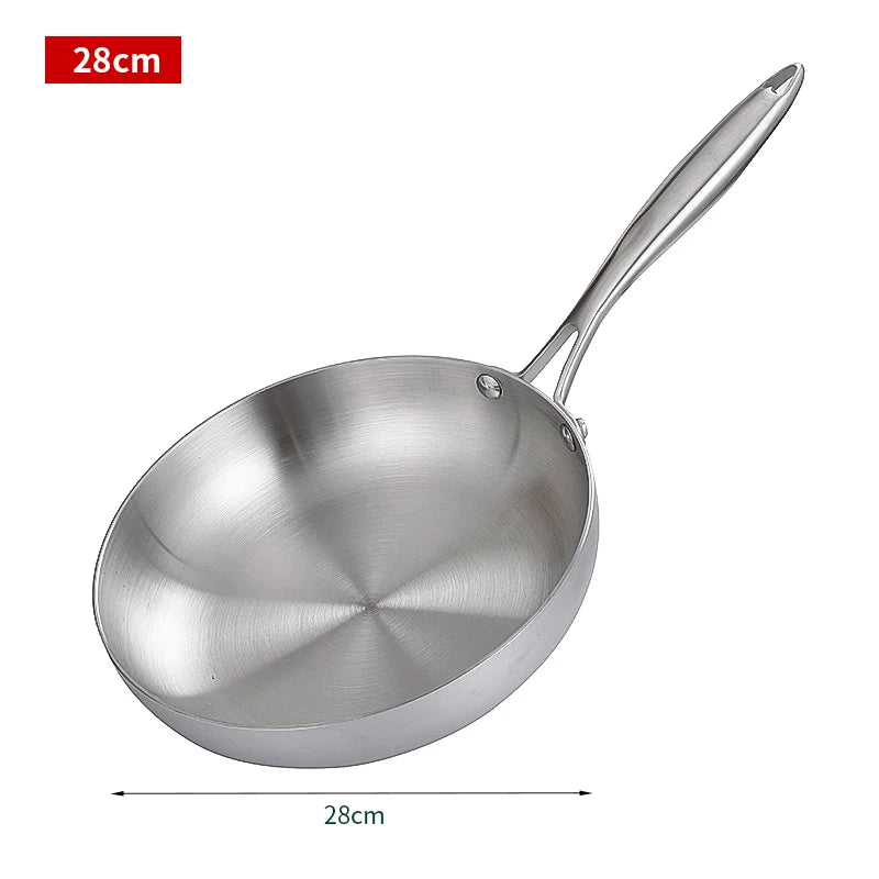 304 Stainless Steel Frying Pan – Nonstick Performance Without Coating for Gas & Induction Cooking