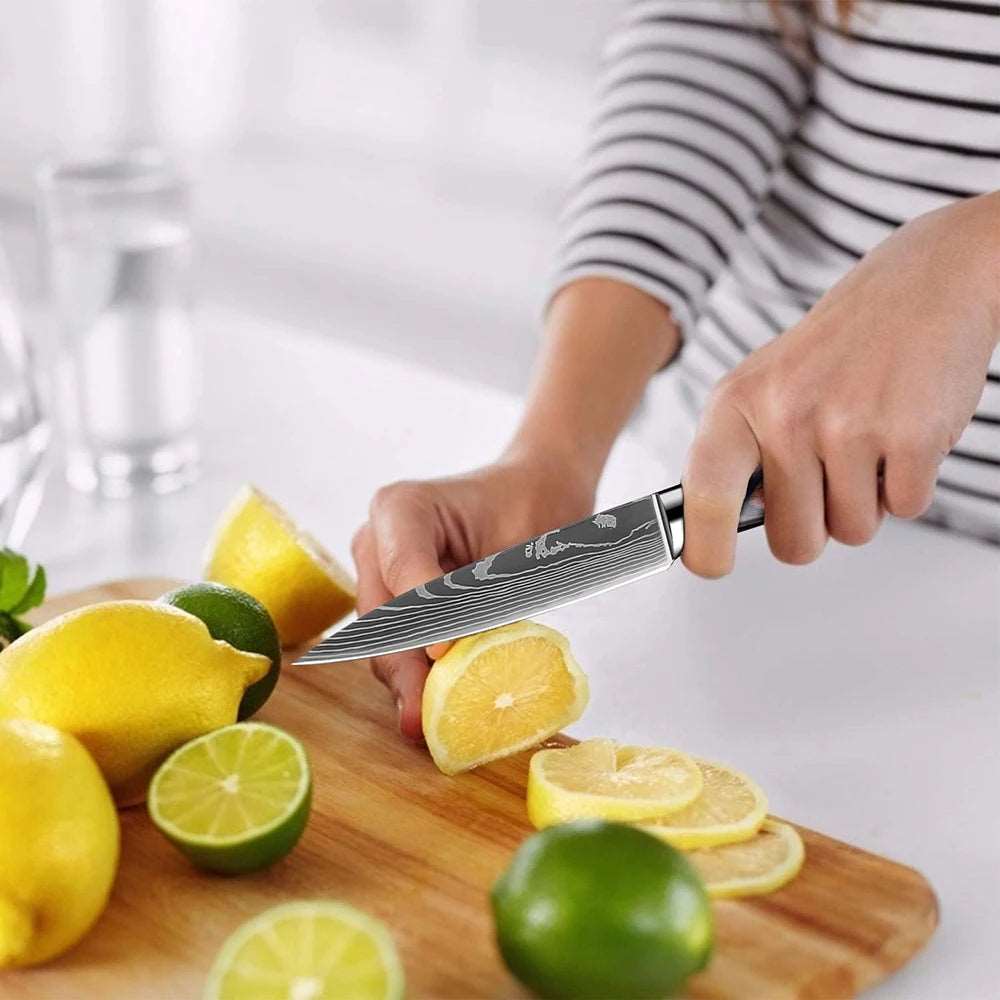 XITUO Kitchen Knife Set (1-9 Pcs) - 7Cr17Mov Stainless Steel Chef, Santoku, and Fruit Knives with Ergonomic Pakkawood Handles