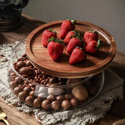 Creative Glass Food Storage Containers with Wooden Lid