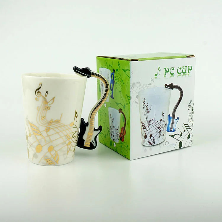 240ml Creative Music Ceramic Mug – Guitar/Violin Handle Coffee & Tea Cup - My Dream Kitchen