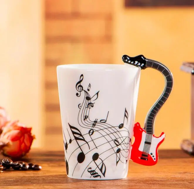 240ml Creative Music Ceramic Mug – Guitar/Violin Handle Coffee & Tea Cup - My Dream Kitchen