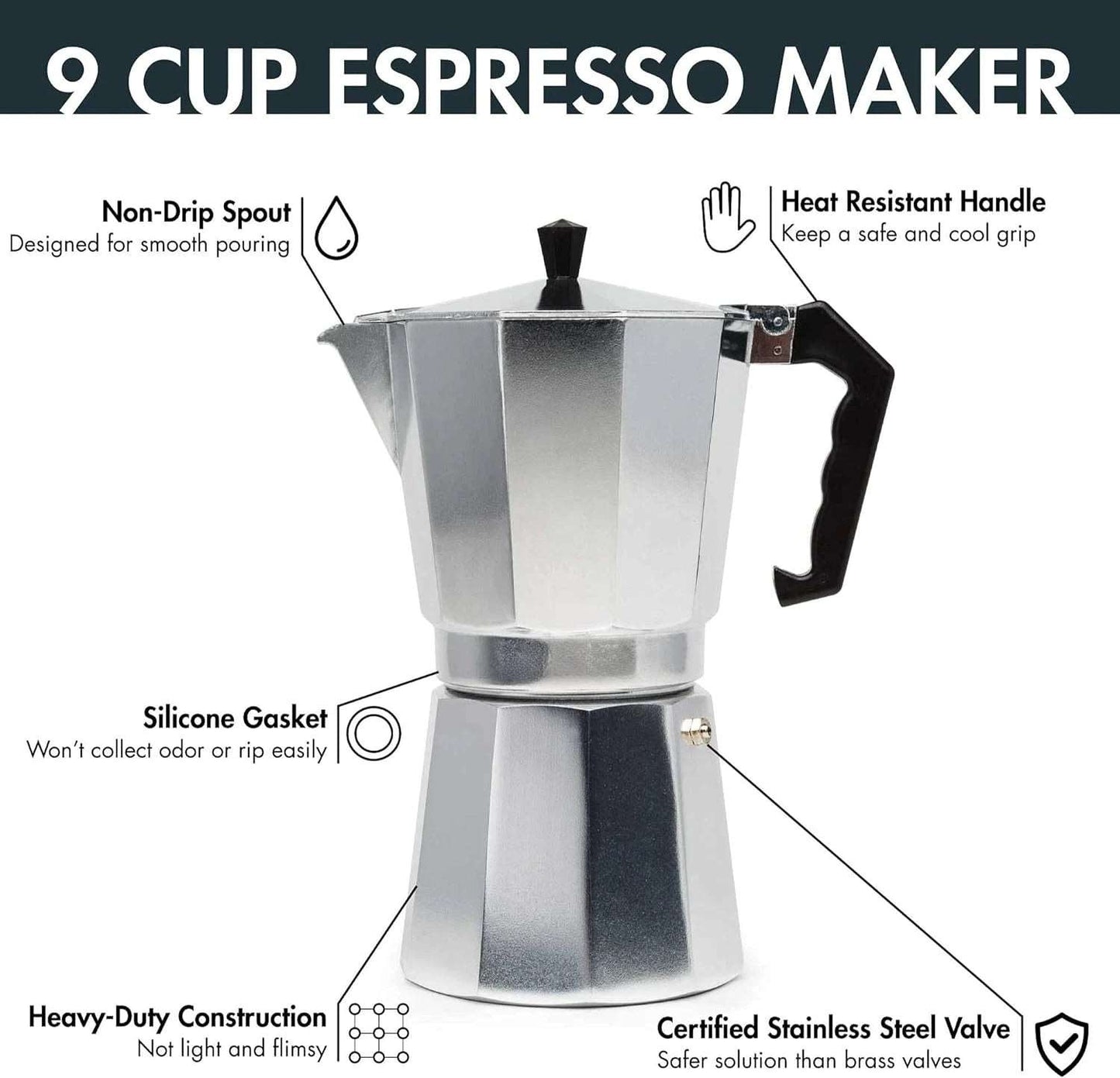 Classic Italian 8-Cup Espresso Moka Pot – Stovetop Coffee Maker!