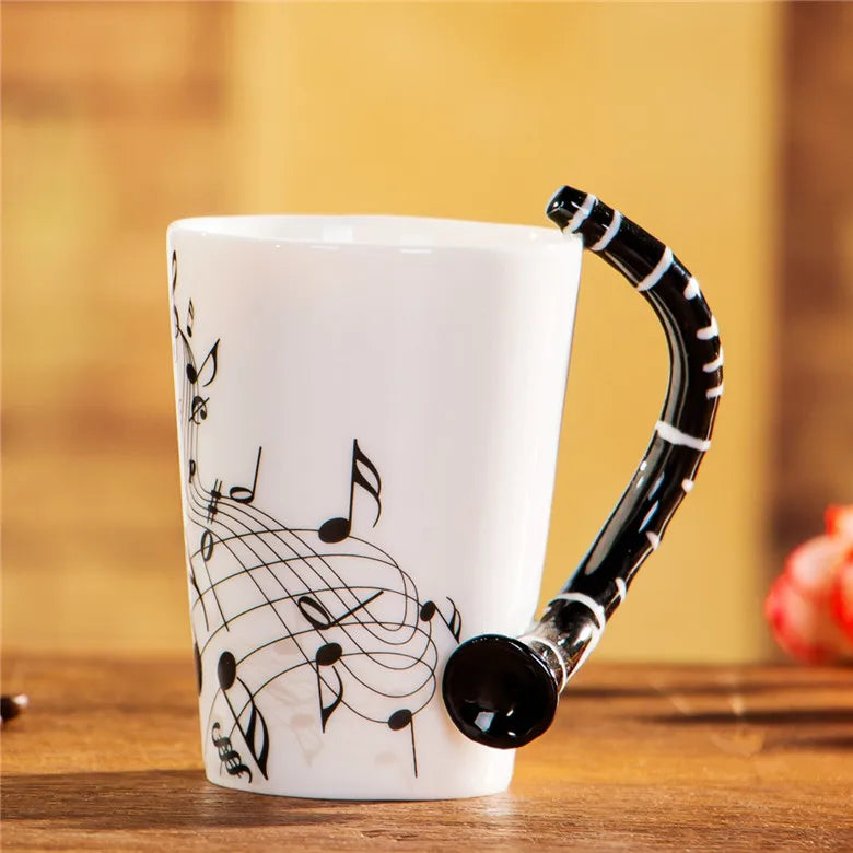 240ml Creative Music Ceramic Mug – Guitar/Violin Handle Coffee & Tea Cup - My Dream Kitchen