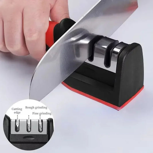 3-in-1 Kitchen Knife Sharpener with Non-Slip Base - My Dream Kitchen