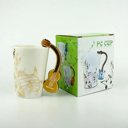 240ml Creative Music Ceramic Mug – Guitar/Violin Handle Coffee & Tea Cup - My Dream Kitchen