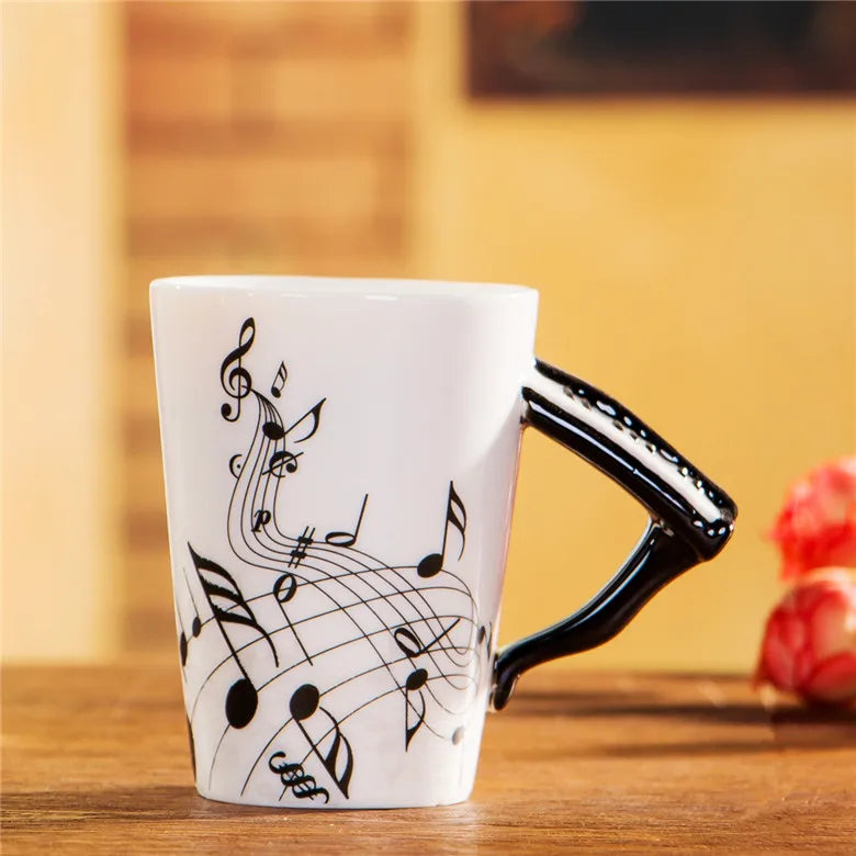 240ml Creative Music Ceramic Mug – Guitar/Violin Handle Coffee & Tea Cup - My Dream Kitchen