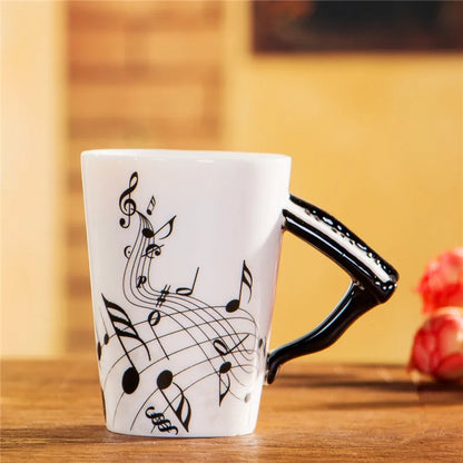 240ml Creative Music Ceramic Mug – Guitar/Violin Handle Coffee & Tea Cup - My Dream Kitchen