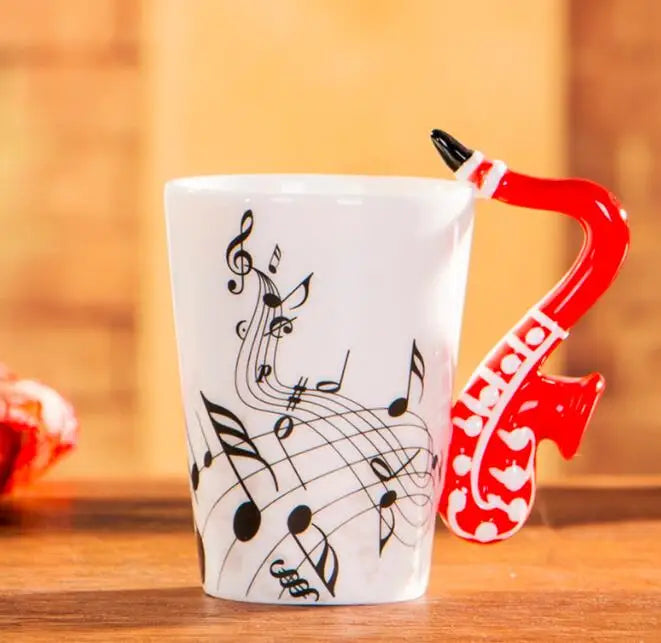 240ml Creative Music Ceramic Mug – Guitar/Violin Handle Coffee & Tea Cup - My Dream Kitchen