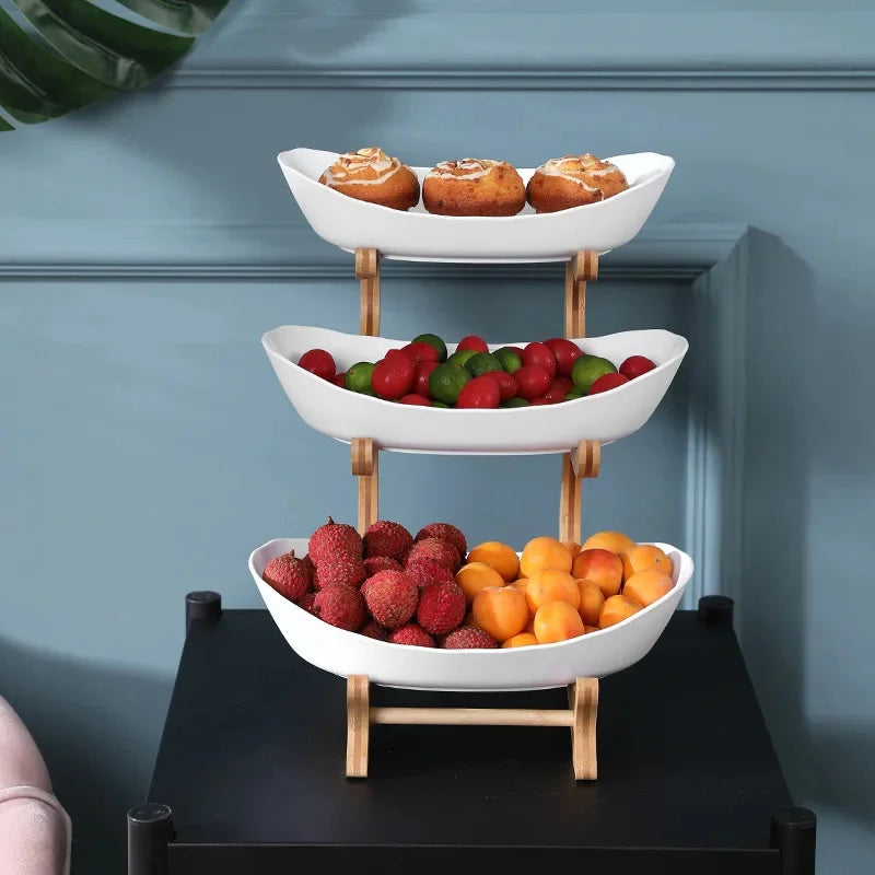 Partitioned Wooden Fruit and Cake Trays – Stylish Dinnerware for Your Kitchen!