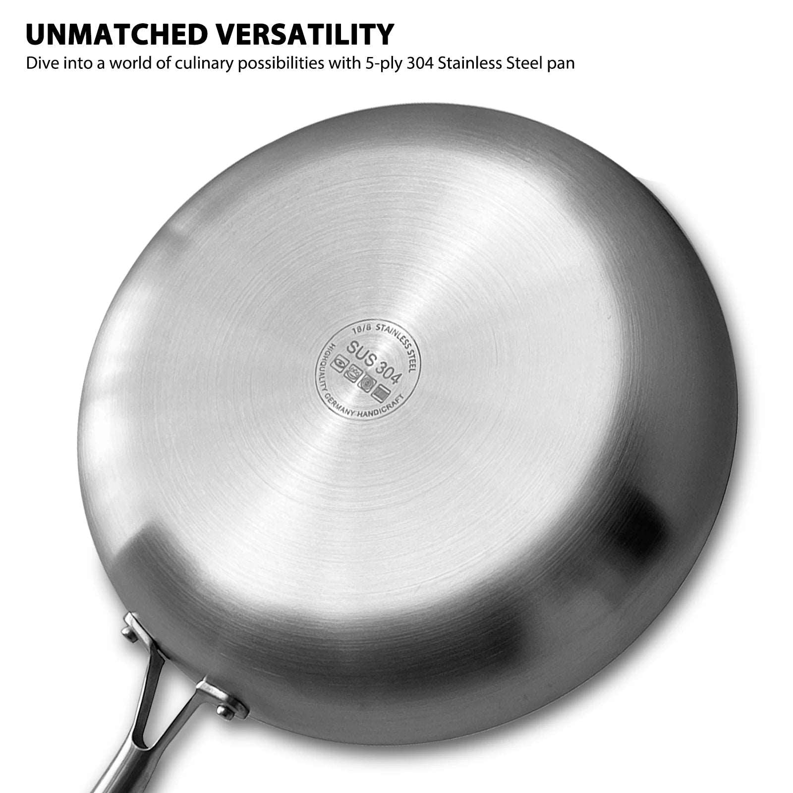 304 Stainless Steel Frying Pan – Nonstick Performance Without Coating for Gas & Induction Cooking