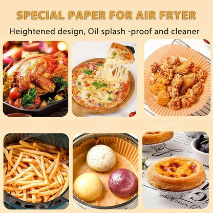 50/100Pcs Non-Stick Disposable Air Fryer Paper Liners – Round Baking Sheets