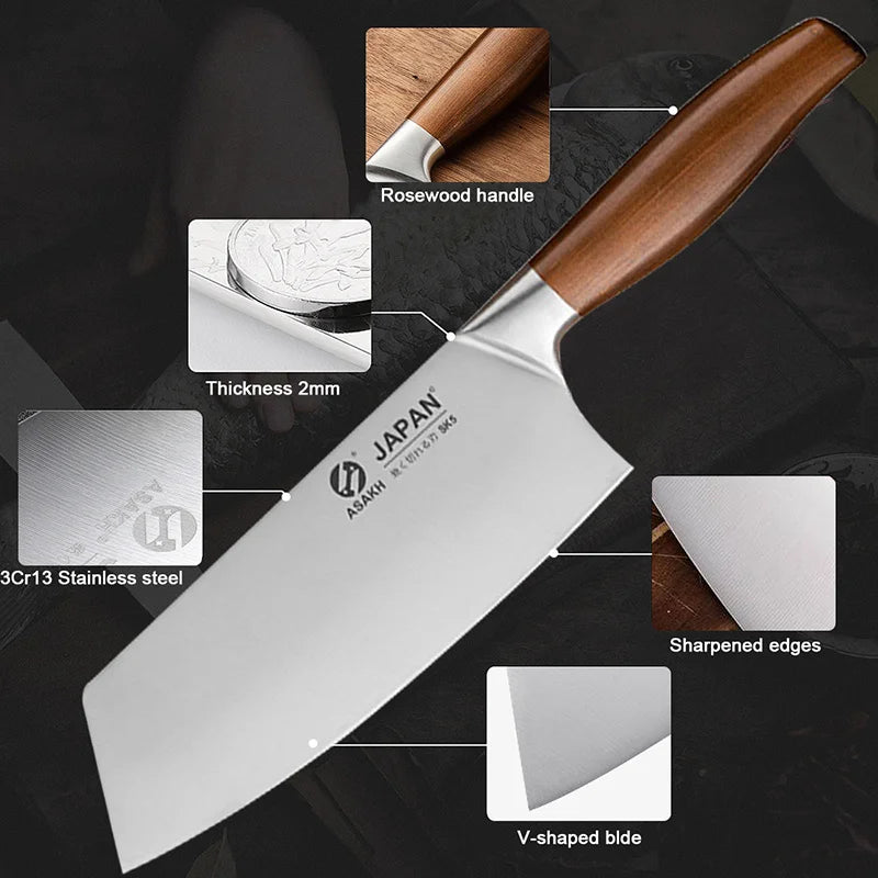 Stainless Steel Kitchen Knives Set – Chef, Cleaver & Butcher Knives - My Dream Kitchen