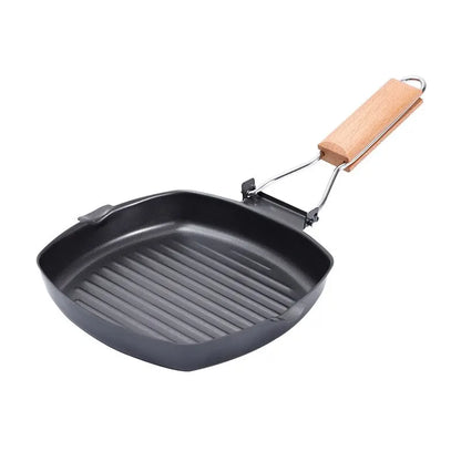 The Foldable Portable Grill Pan with Wooden Handle – Your Ultimate Outdoor Cooking Companion!