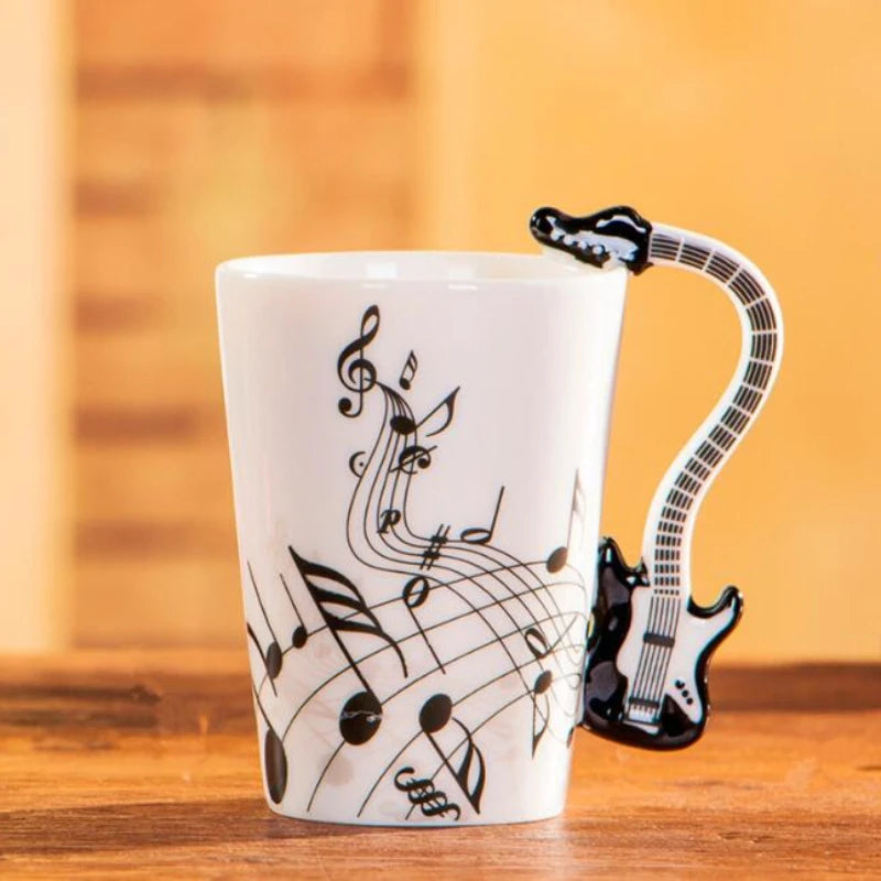 240ml Creative Music Ceramic Mug – Guitar/Violin Handle Coffee & Tea Cup - My Dream Kitchen