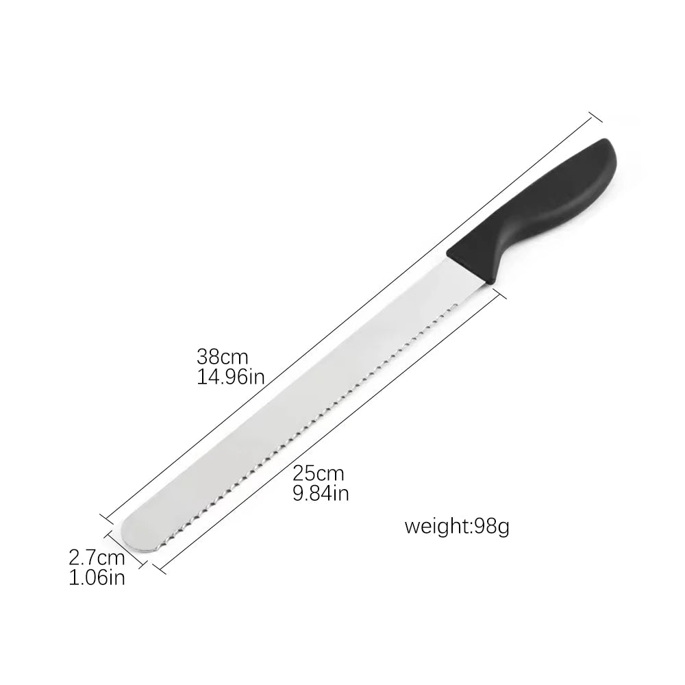 Serrated Bread Knife – Stainless Steel Cake and Baguette Cutter