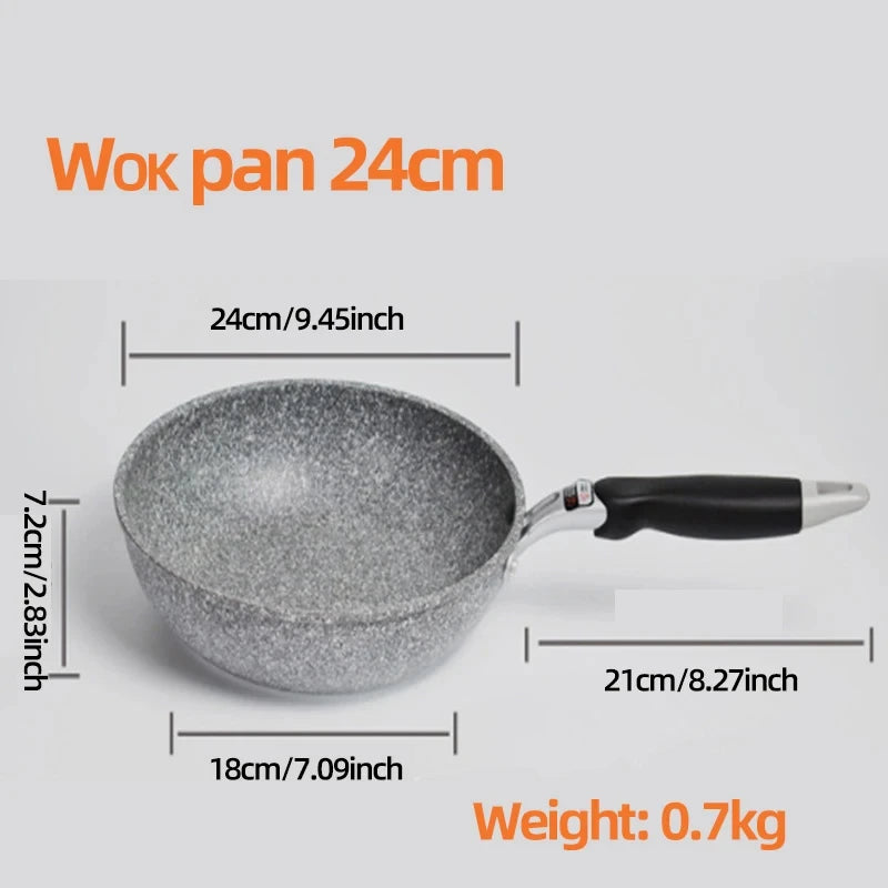 Durable Stone Frying Pan – Non-Stick Wok Skillet for Gas & Induction, 20-28cm - My Dream Kitchen